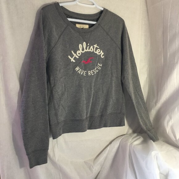 Hollister Sweatshirt Med Womans 40" Grey Pink Logo Bird Chest 40" Length 22" - Picture 1 of 6